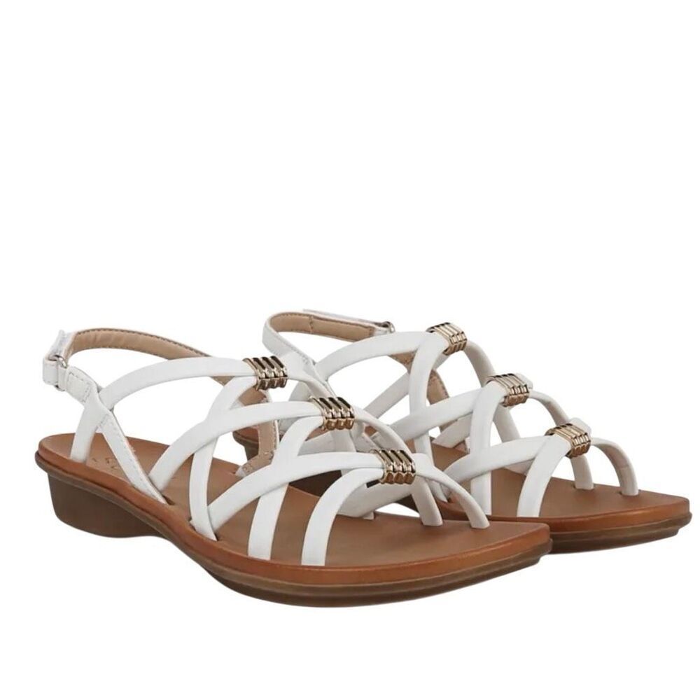 NIB SOUL Naturalizer Women's White Sierra Gladiator Strappy Flat Sandals Size 9 - Picture 2 of 11